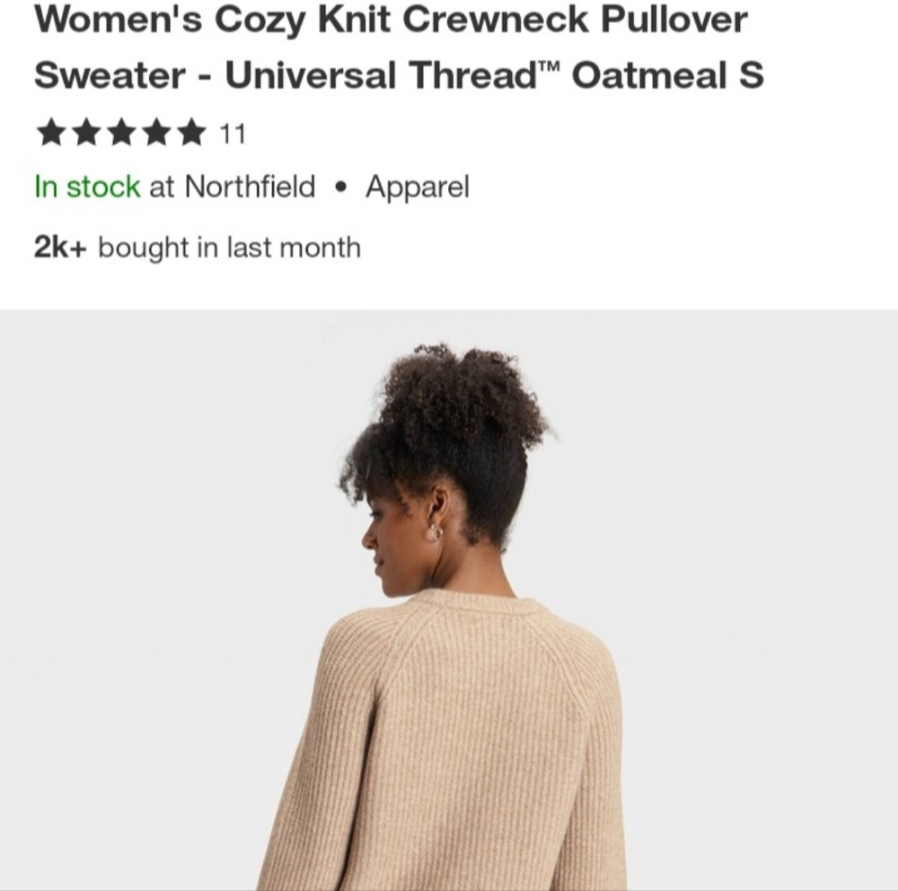 Universal Thread Women's Knit Crewneck Sweater - Beige